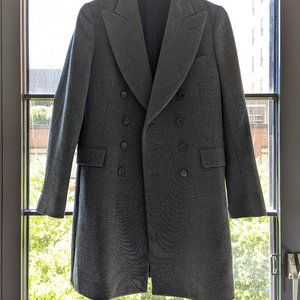 Yves Saint Laurent - YSL - Mens Wool Long Trench Coat - Charcoal Gray